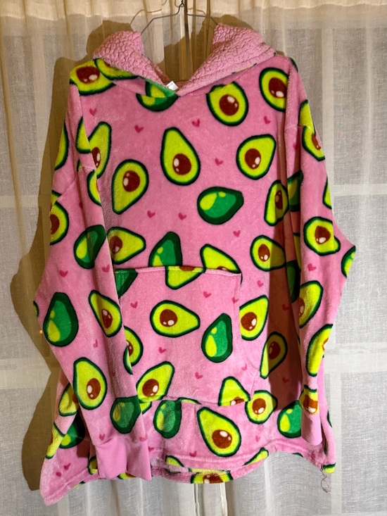 French Affair Jackets & Blazers - Pink Avocado-Print Sherpa-Lined Teddy Hoodie